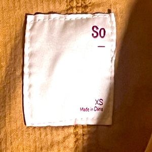 Dark Linen, cotton, Brand is “ SO “ , Zipper included.